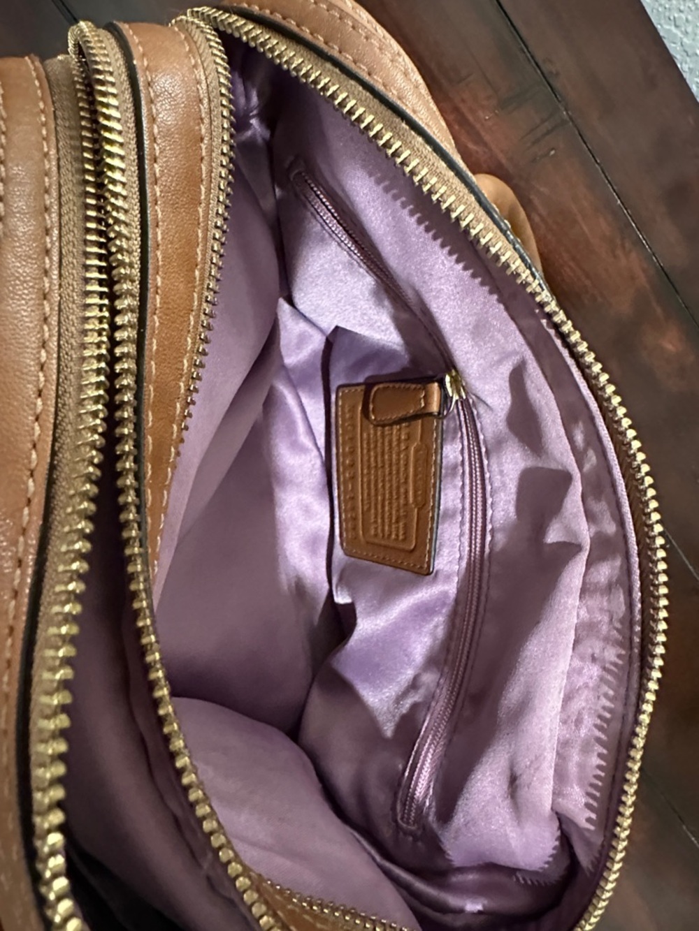 COACH Kristin Tan Leather Satchel with Gold-Tone Hardware - Picture 8 of 16